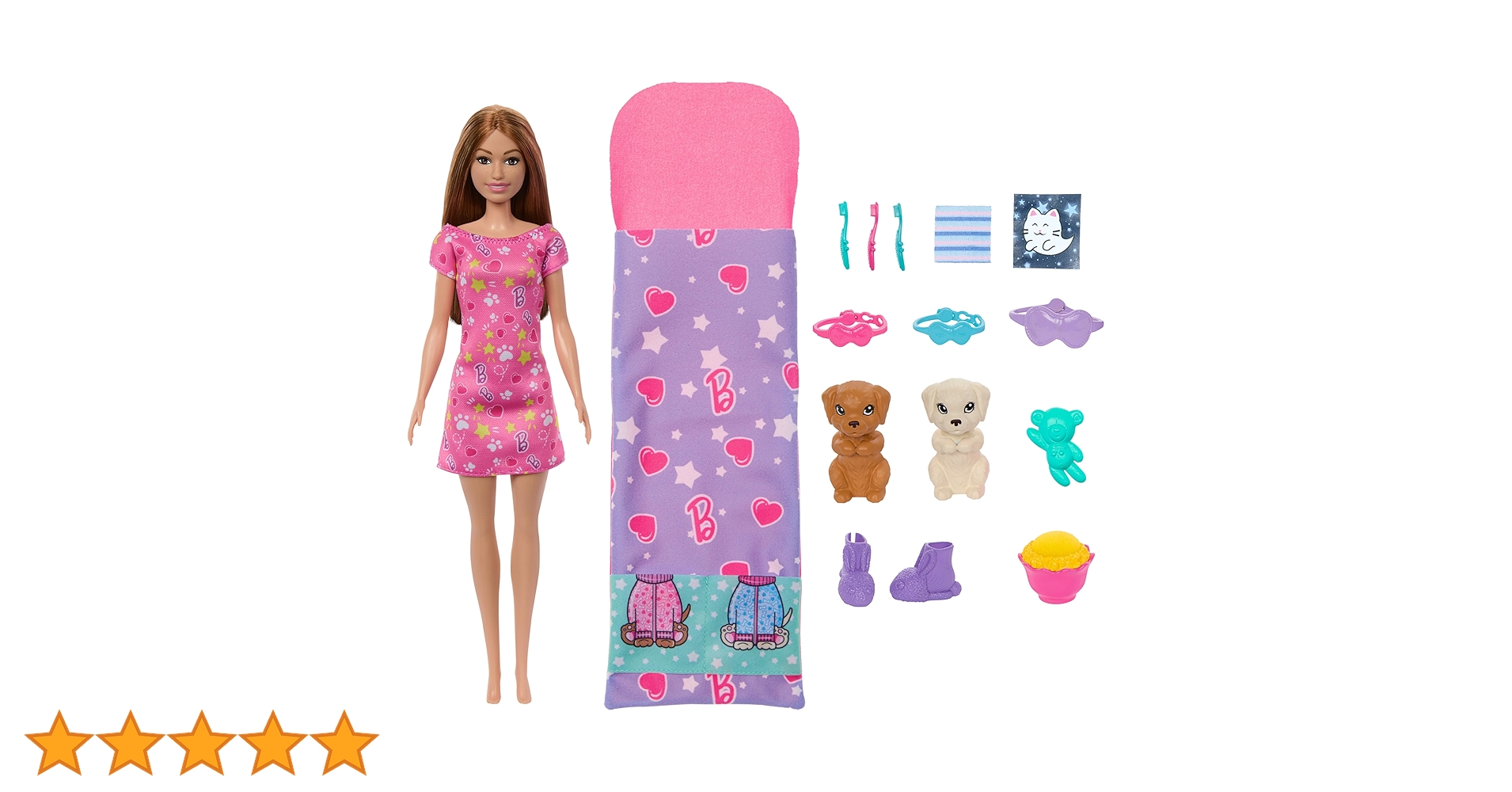 Barbie Stylin Pup, Birthday dreams 2 セット Barbie Doll & Playset with 2 Toy Dog Figures & 10+